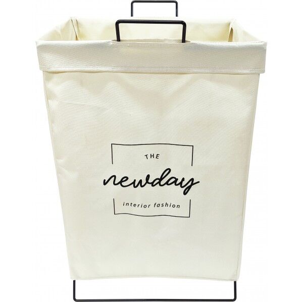 折り畳みランドリーバスケット 横型 アイボリー 36×34×58cm 011575 1枚