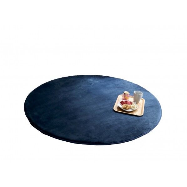 低反発高反発フランネルラグ インディゴ 幅140cm円形 LM-101 1本