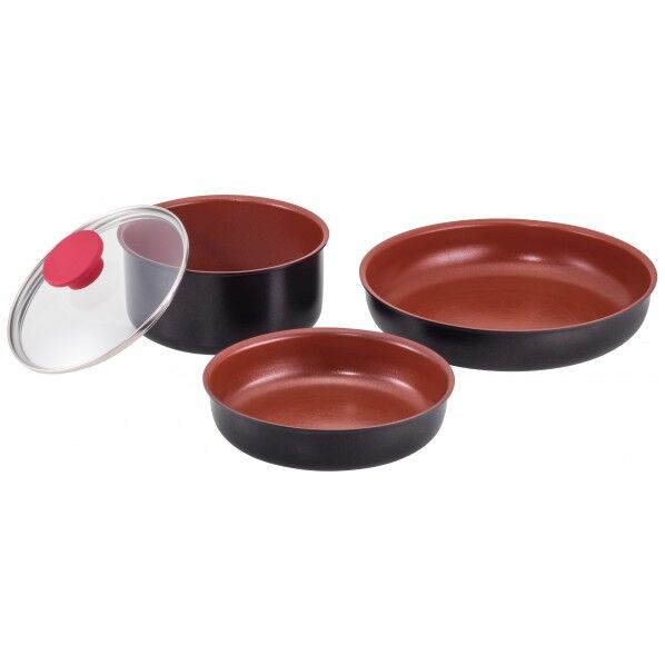 フライパン20cm/21.5×20×5.2cm フライパン26cm/27.5×5.4cm ポット18cm/19.5×9.2cm ガラス蓋18cm/Φ9.3×5.5cm 着脱式ハンドル/18×4×5cm ND-4602 1個