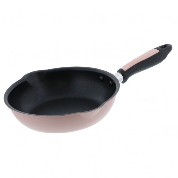 多彩な調理 軽わざパンふっ素樹脂加工IH両口フライパン ピンク 36×23×6cm ND-4271 1個