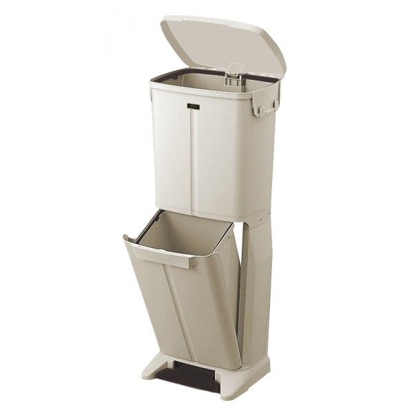 イーラボホーム 分別用ペダルペール(2段) ベージュ 32×30×82cm 1個