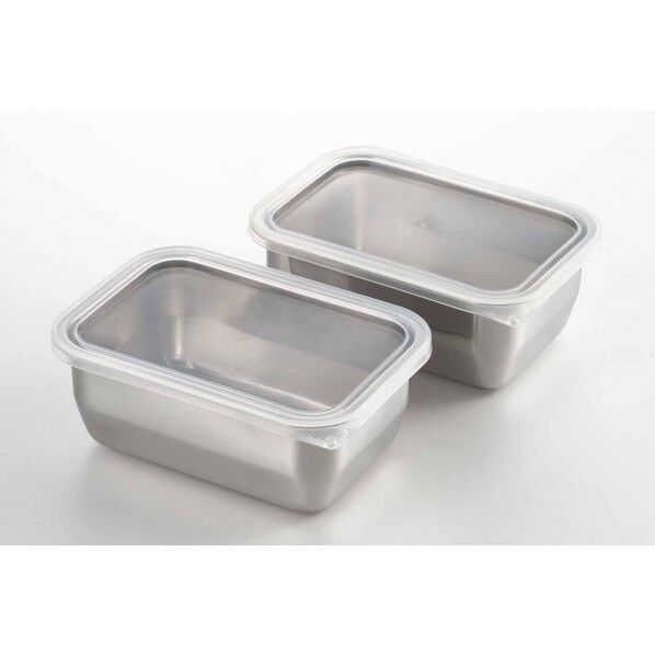 ステンレス製ふた付き保存容器 2P 16.5×11.4×6.3cm 1214797 1個