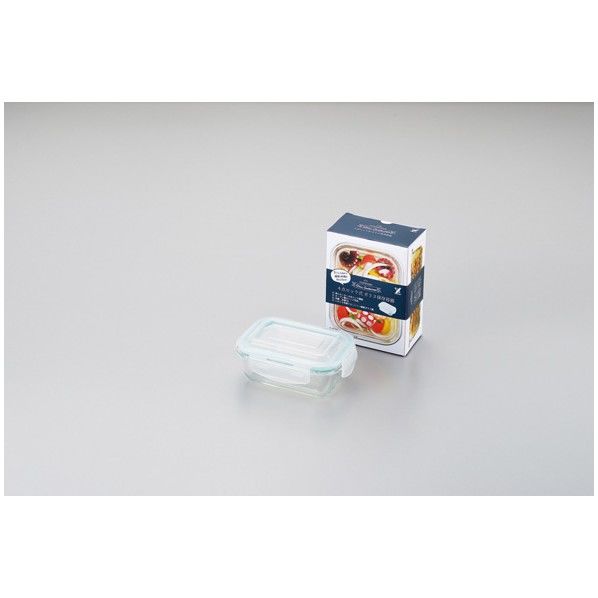 グラスコンテナ 4点ロック式 ガラス保存容器 370ml 15.3×11.2×6.3cm 1個