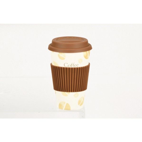 マイテイスト カフェタンブラー 425ml フタ付き ビーンズ 9.5×14.5cm D-361 1個