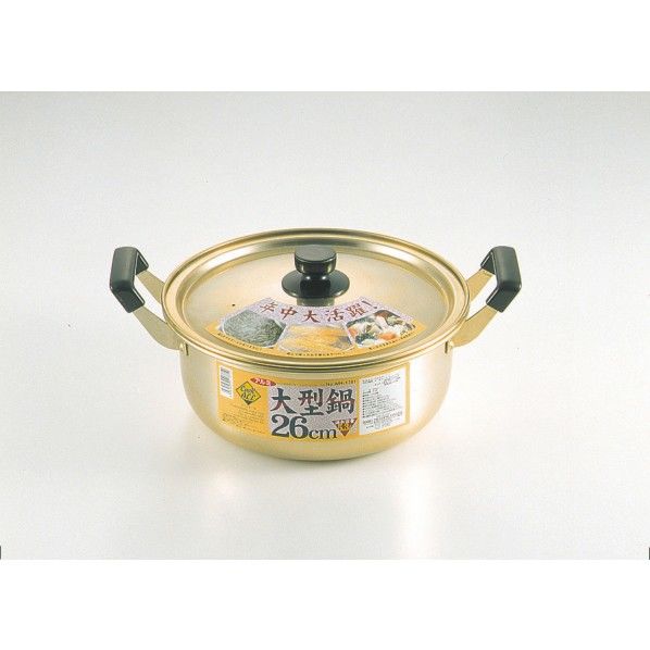 クックオール ガス火専用 アルミ大型鍋26cm 鍋蓋付 390×290×160mm WH-1781 1個