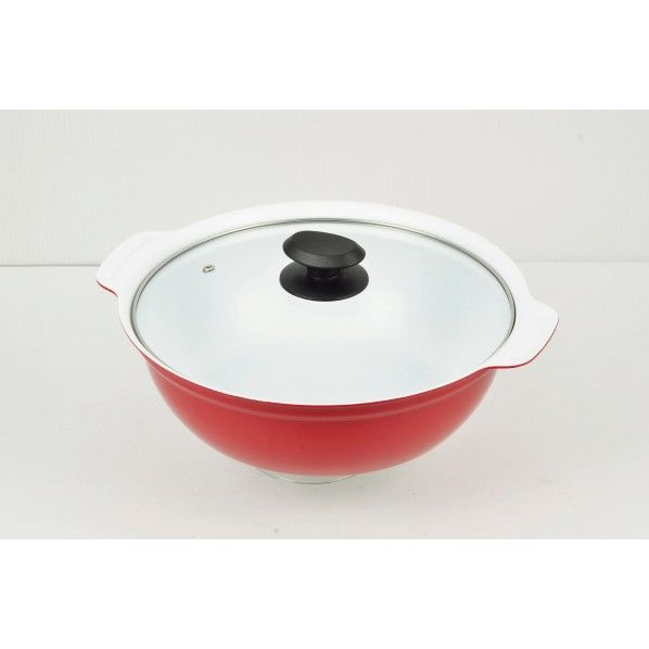 ムード セラミック加工 IH対応卓上鍋 ガラス蓋付 34.5×30×13.5cm HB-3265 1個