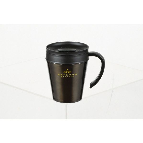 カフェマグバリスタ 真空蓋付マグカップ 330ml ブラック 12.5×9×12cm HB-3985 1個