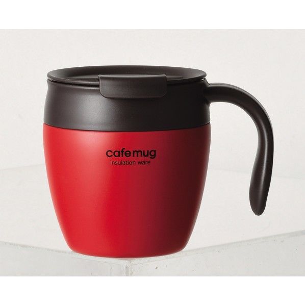 カフェマグアンティーク 真空蓋付マグカップ 330ml トマトレッド 12.5×9×9.5cm HB-4032 1個