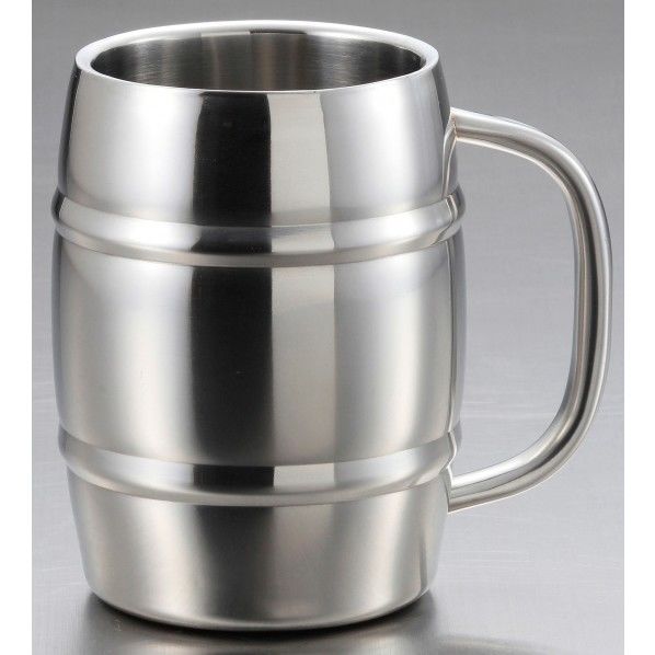 キャプテンスタッグ ダブルステンレス樽型メガジョッキ 1L 118×160mm UH-2001 1個