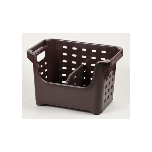 Style+ 積み重ねストッカー 仕切付 ブラウン 38×25×24.5cm LD-97 1個