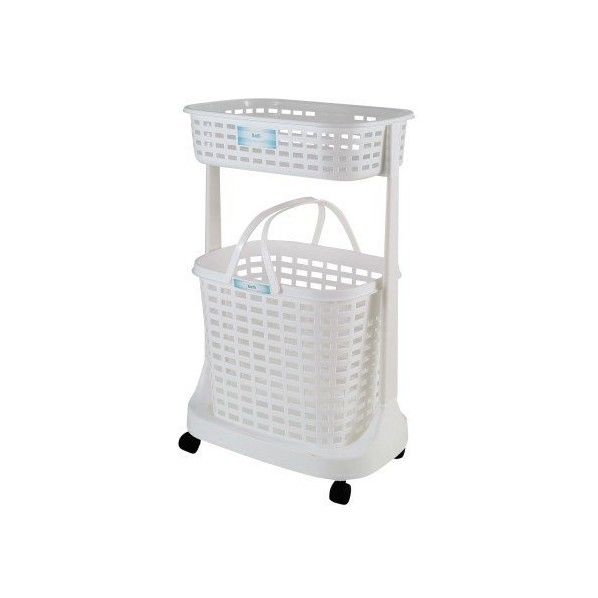 ベルフィ ランドリーバスケット2段 ホワイト 485×340×800mm H-6935 1個