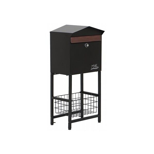 かご付きポスト ブラック 380×285×865mm 73-792 1台