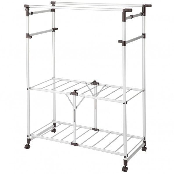 かる~い折りたたみがワンタッチランドリーラック ブラウン 110×51×154cm ND-9133 1台