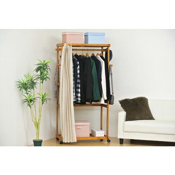 カーテン付ハンガー ブラウン W920×D500×H1600mm H-2030 2 1台