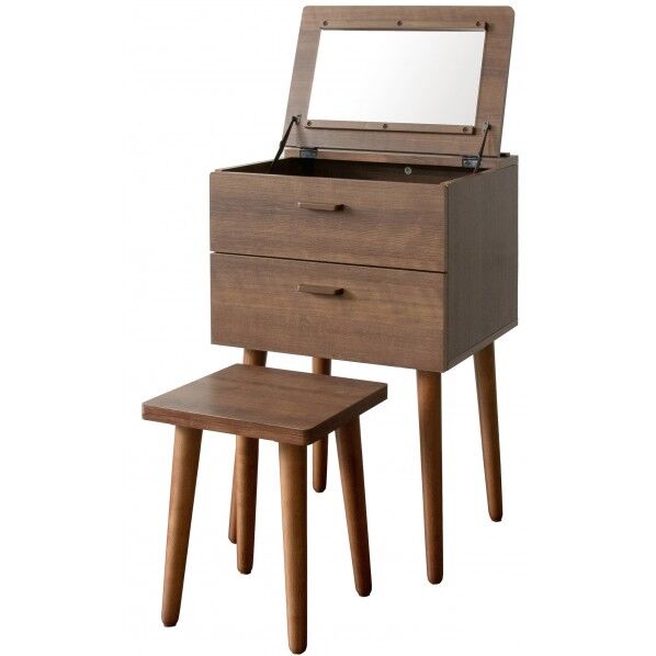 スツール付きチェストドレッサー ブラウン ドレッサー:幅45×奥行42.5×高さ74cm スツール:幅29.5×奥行29.5×高さ38.5cm DR-450 1個