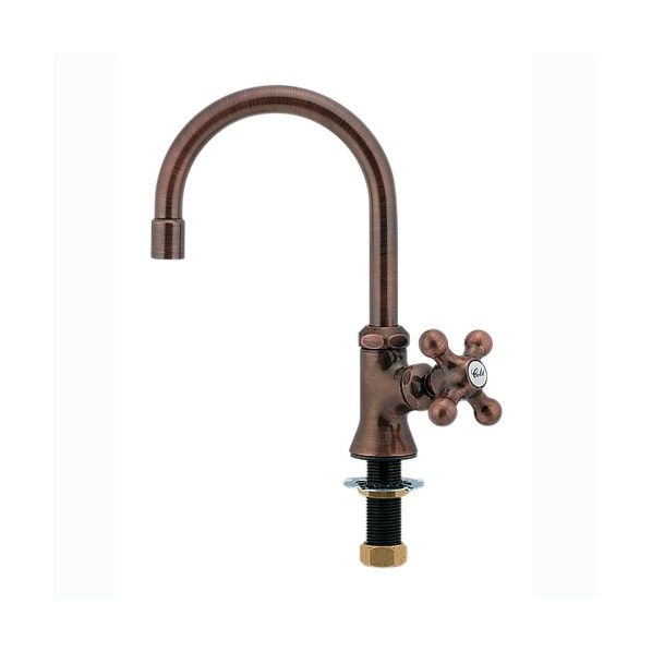 カラー立形スワン水栓 ブロンズ Y700-708-13 1個