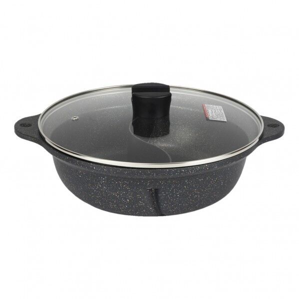 ビストロメゾン マーブルダイヤモンドコート IH対応ガラス蓋付二食鍋 360×300×140mm 4.2L ND-5751 1個