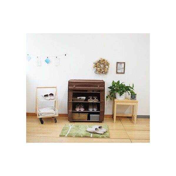 カバー付収納ラック4段 ブラウン W600×D300×H710mm RC-S6070 BR 1台