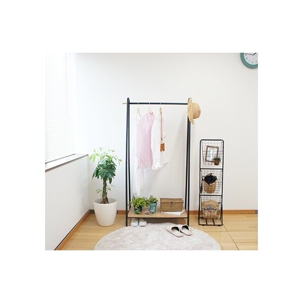 棚付A型ハンガー ブラック W910×D400×H1590mm AH-1686 BK K 1台