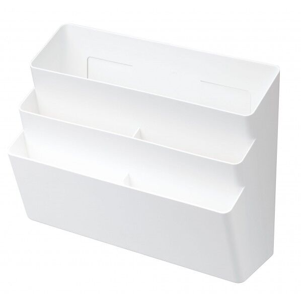 山崎実業 冷蔵庫横マグネット収納ポケット プレート 3段 ホワイト KT-PL DO WH 1個...