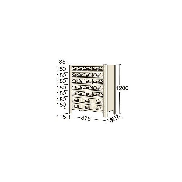 物品棚KW型 アイボリー 875×300×1200mm KW811836 1台