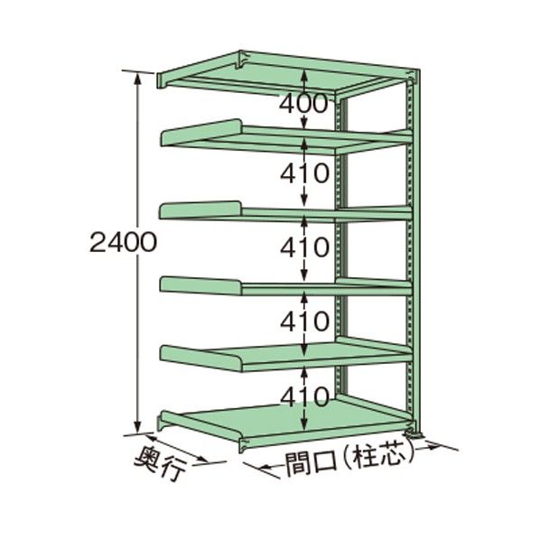 中量ラック グリーン 1490×450×2400mm ML2415M06R 1点