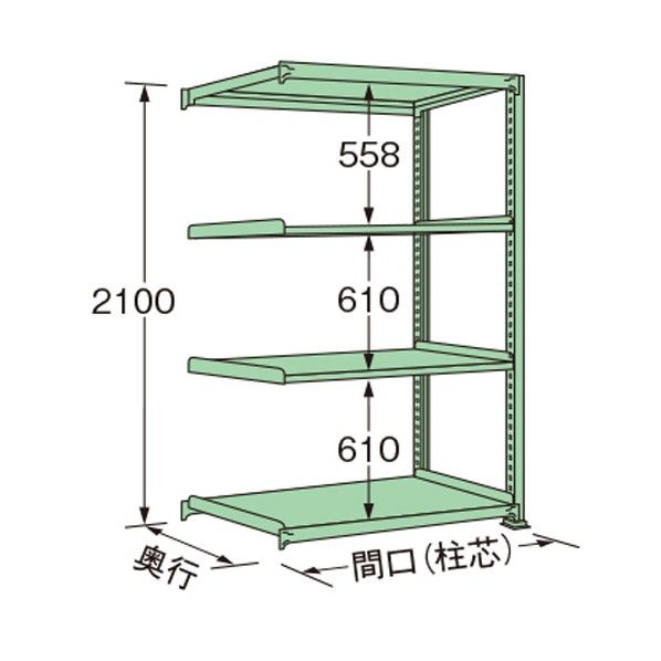 中量ラック グリーン 1500×750×2100mm MG2115J04R 1点