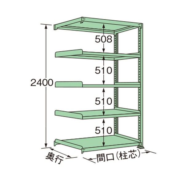 中量ラック グリーン 1800×450×2400mm MM2418M05R 1点