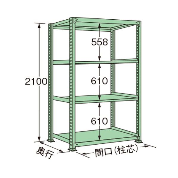中量ラック グリーン 1200×750×2100mm MM2112J04T 1点