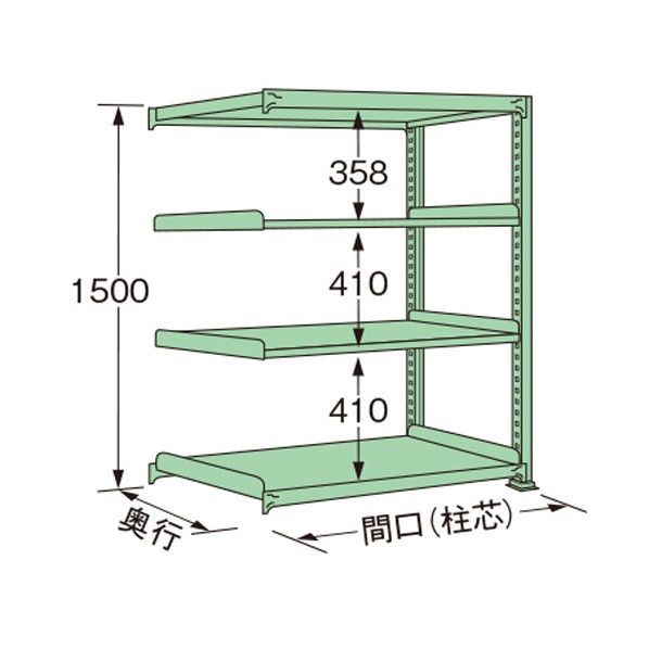 中量ラック グリーン 1800×600×1500mm MM1518L04R 1点