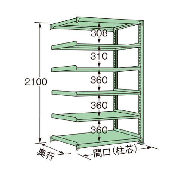 中量ラック グリーン 900×450×2100mm MM2109M06R 1点
