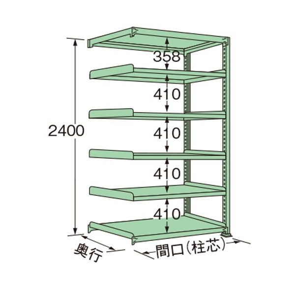 中量ラック グリーン 1200×750×2400mm MM2412J06R 1点