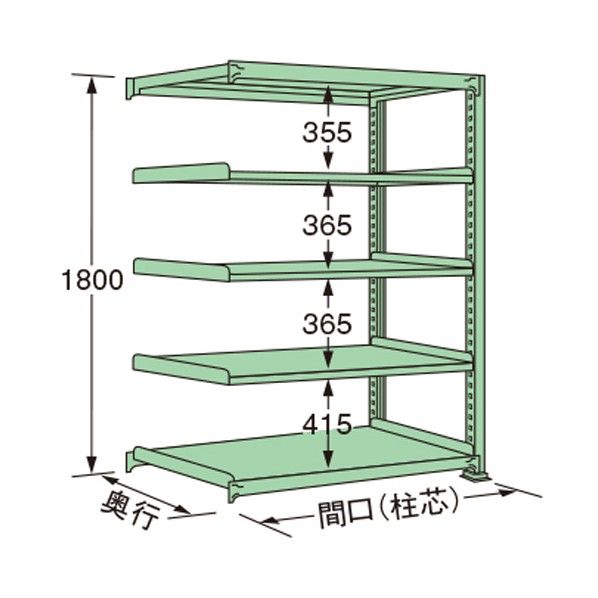 中量ラック グリーン 890×600×1800mm MS1809L05R 1点
