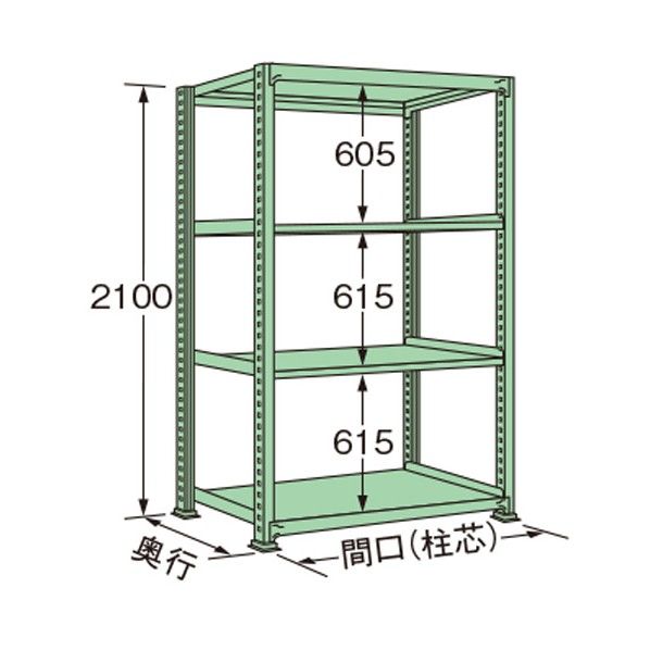 中量ラック グリーン 1190×600×2100mm MS2112L04T 1点