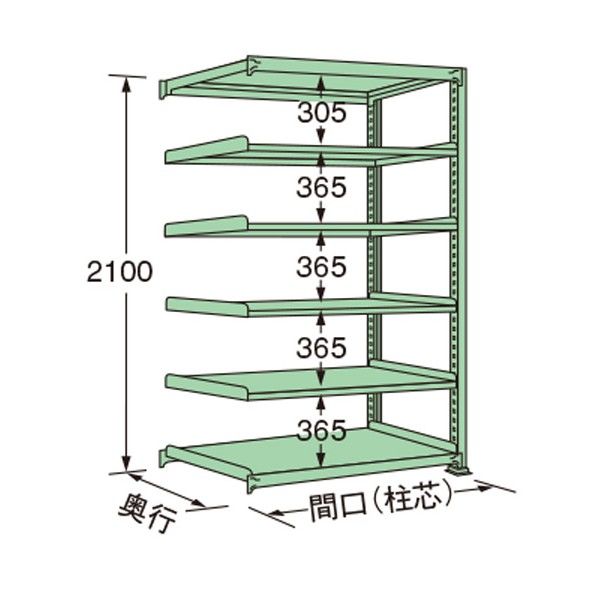 中量ラック グリーン 1190×300×2100mm MS2112S06R 1点