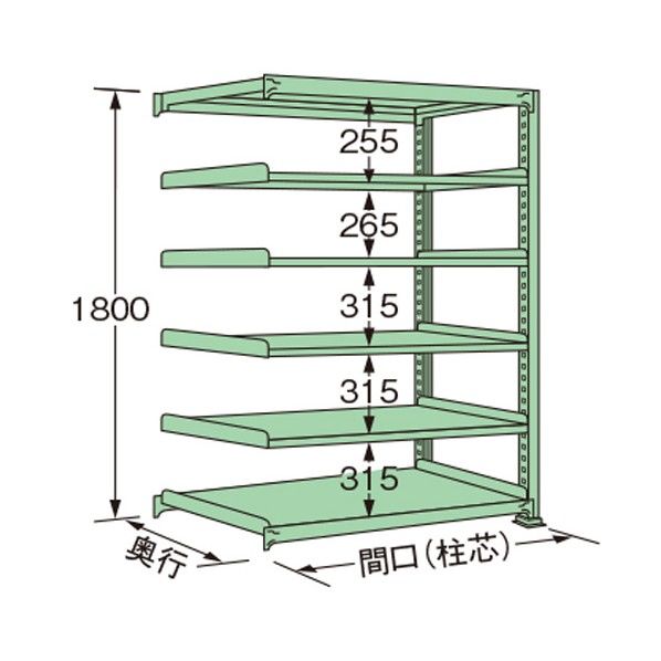 中量ラック グリーン 890×300×1800mm MS1809S06R 1点