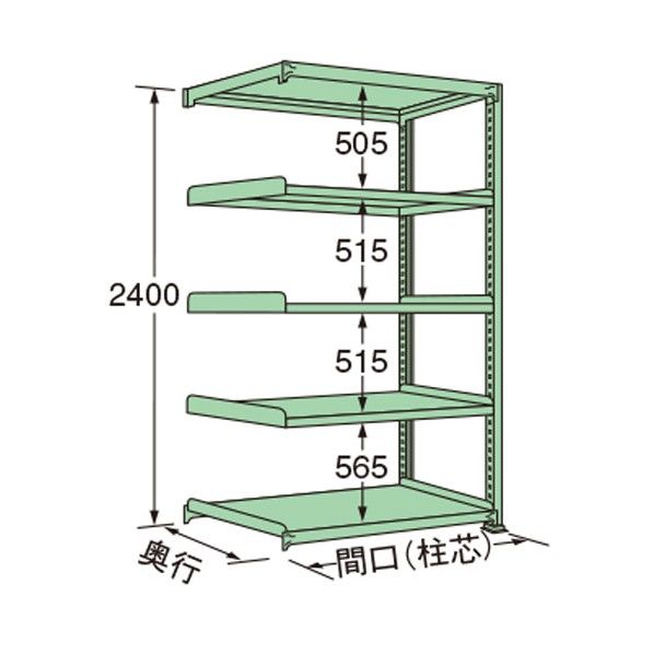 中量ラック グリーン 890×300×2400mm MS2409S05R 1点