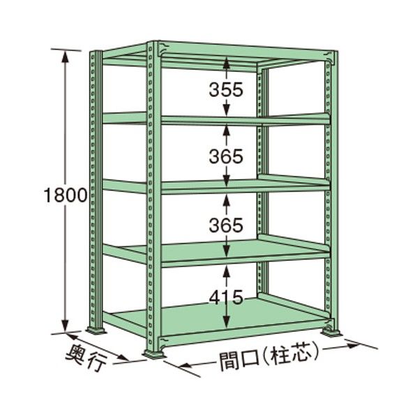 中量ラック グリーン 1490×450×1800mm MS1815M05T 1点