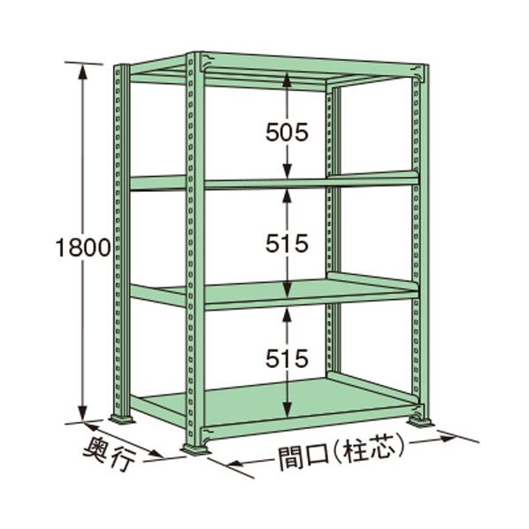 中量ラック グリーン 1490×450×1800mm MS1815M04T 1点