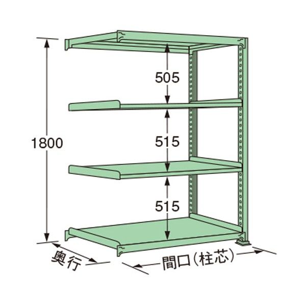 中量ラック グリーン 890×450×1800mm MS1809M04R 1点
