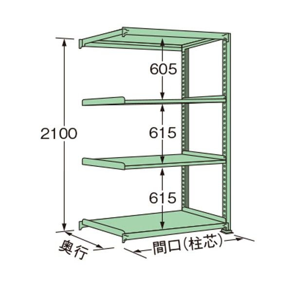 中量ラック グリーン 1490×300×2100mm MS2115S04R 1点