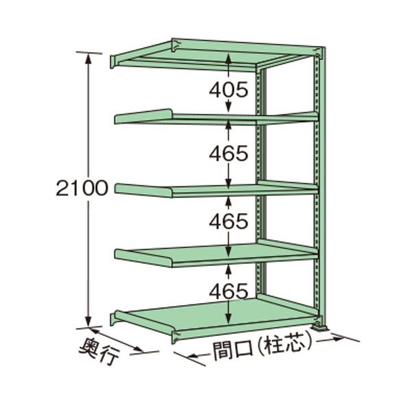 中量ラック グリーン 1790×600×2100mm MS2118L05R 1点