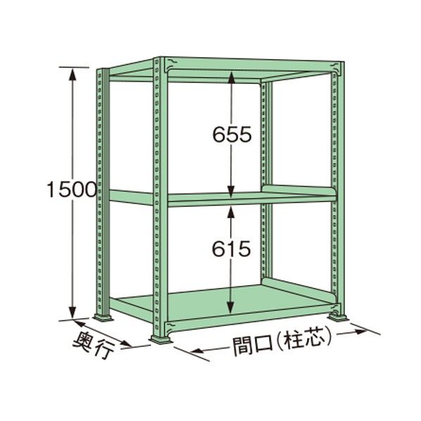 中量ラック グリーン 1790×450×1500mm MS1518M03T 1点