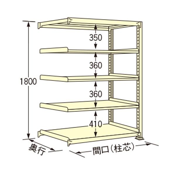 中量ラック アイボリー 890×450×1800mm WE1809M05R 1点