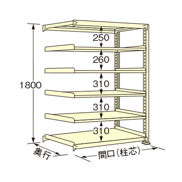 中量ラック アイボリー 1190×300×1800mm WE1812S06R 1点