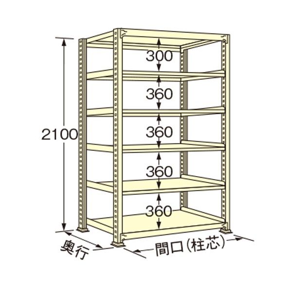 中量ラック アイボリー 1490×300×2100mm WE2115S06T 1点