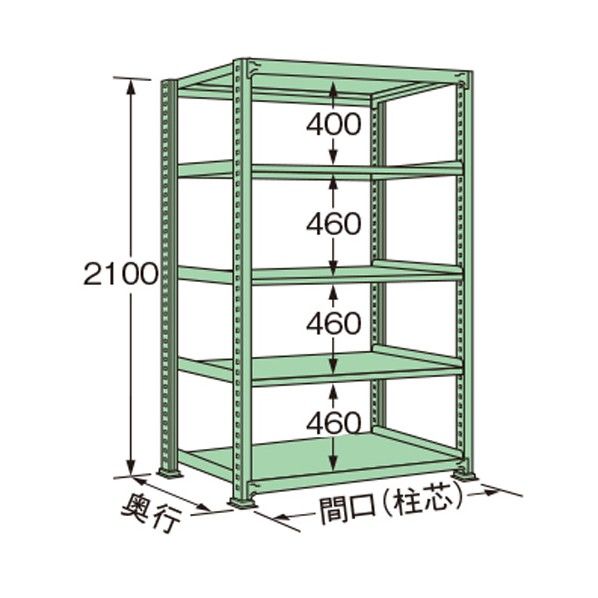 中量ラック グリーン 1190×450×2100mm ME2112M05T 1点