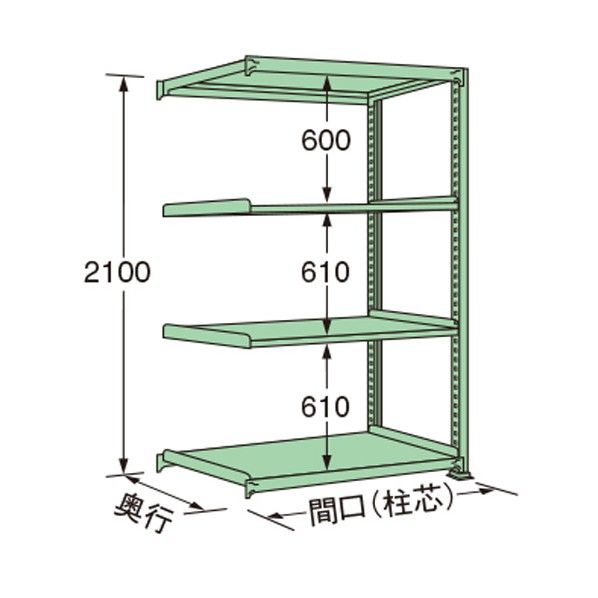 中量ラック グリーン 1190×600×2100mm ME2112L04R 1点