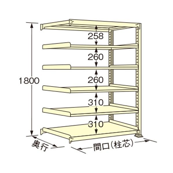 中量ラック アイボリー 1200×450×1800mm WG1812M06R 1点