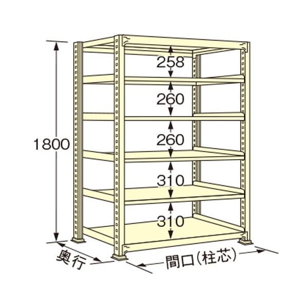 中量ラック アイボリー 1200×450×1800mm WG1812M06T 1点